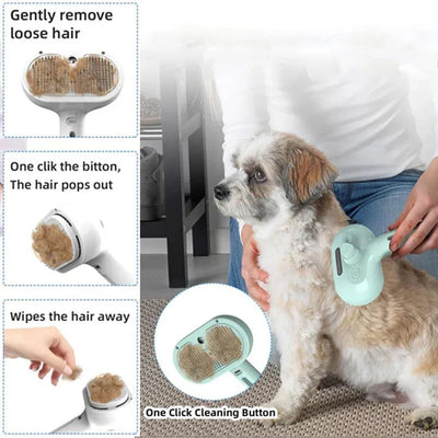 Dog Steam Grooming Brush Pet Spray Hair Removal Comb ABS Luxury Grooming Brush For Smooth Coat Pet 3 In 1 Groomer Steam