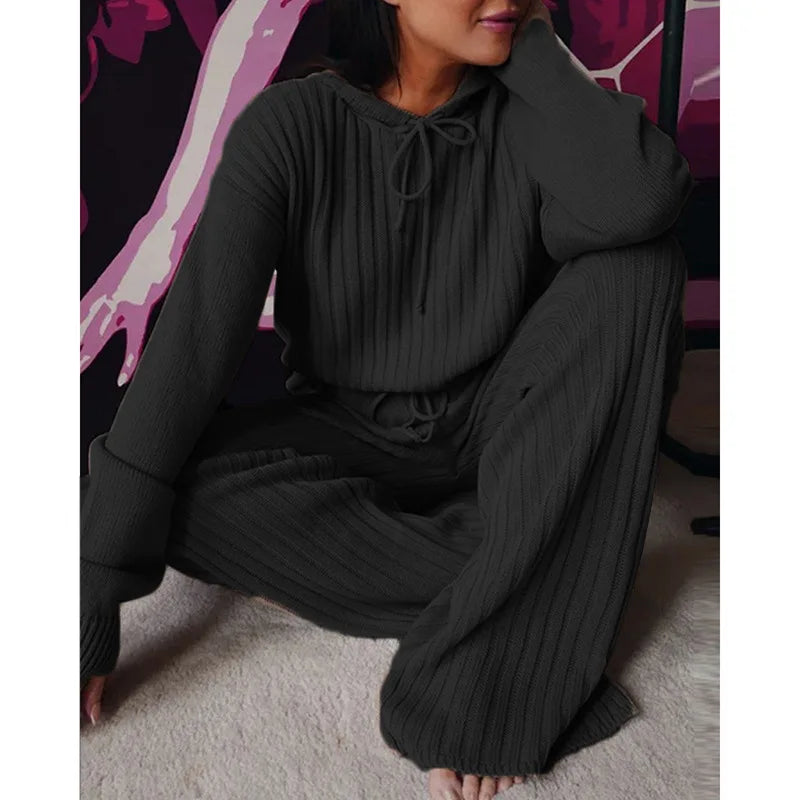 2023 Autumn Casual Wear Women Lounge Tracksuit 2 Piece Set Loose Lounge Sets Ladies Hooded Sweat Suit Outfits Female