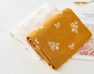140x50cm Embroidered Slub Cotton Linen Fabric Clothing Sewing Fabric, Diy Women's Dress Forest Flower Cloth