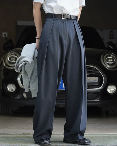 women's casual solid color straight leg wide trousers loose wear thin trousers pants