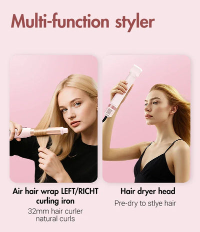 Hair dryer brush detachable 5-in-1 styling and drying system for quick drying, curl smoothing and styling, straightening brush