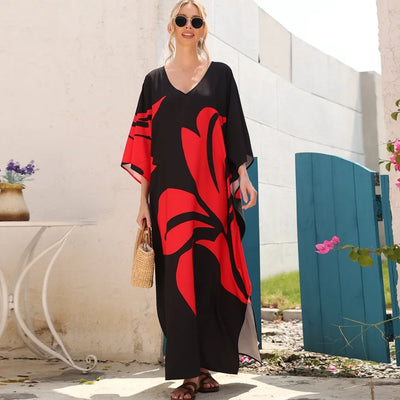 Plus Size L-5XL Bohemian Women Maxi Dress 2023 Autumn Printed Casual Shirt Party Vestidos Loose Sundress