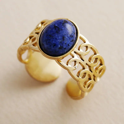 Trendy Center Stone Stainless Steel Finger Rings Adjustable Designer Woman Cocktail Ring Wedding Couples Jewelry Bijoux