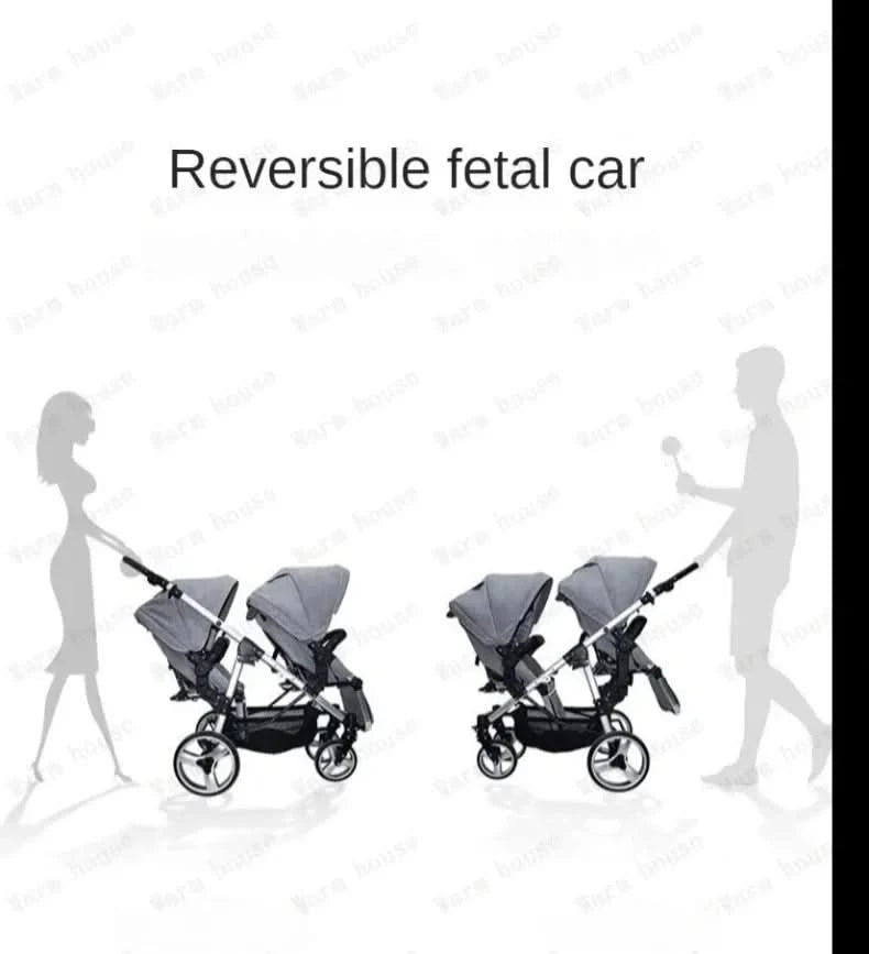 Twin Baby Stroller  Foldable, Two-way  Multifunctional Twin Baby Stroller,High View Baby Stroller Adjustable Armrests
