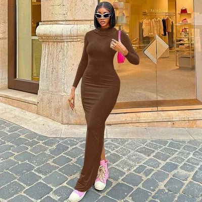 Hooded Long Dress For Women Y2k Clothes Sexy Streetwear Long Sleeve Bodycon Vestidos De Mujer Solid Robe Femme Été Back Split