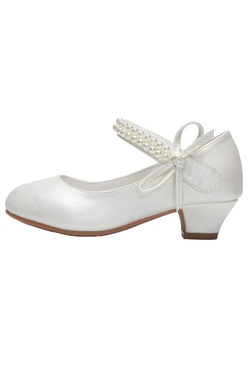 Pearl Crystal Princess Leather Shoes| High Heel Shoes For Kids, Girls, Teen Party | Wedding | Formal Sandals