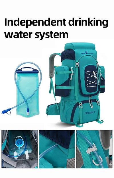 Outdoor Climbing Backpack with Rain Cover Hiking Camping Trekking Outing Bag Large Mountaineering Luggage Sports Rucksack