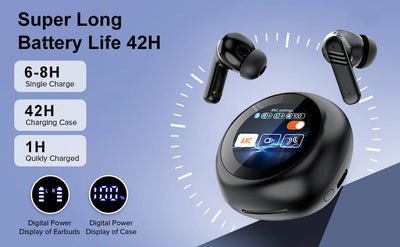 Wireless Earbuds, Touch Screen Bluetooth 5.4 Ear Buds, ACN/ENC Noise Cancelling Earphones, IPX45, In-Ear HiFi Sound Stereo