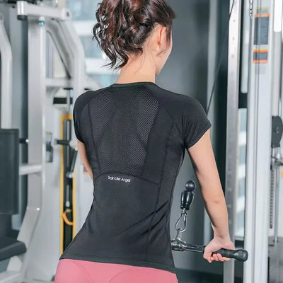 Women Yoga Tops Breathable Sport Fitness Workout Running Yoga Top Quick Dry Short Sleeve Gym T Shirt
