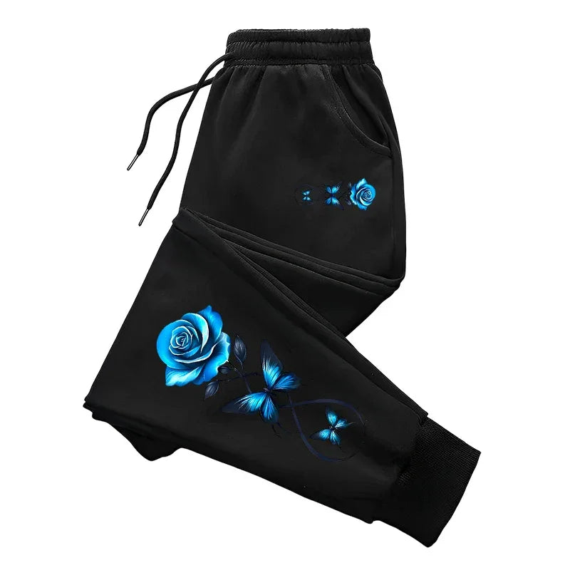 2025 New Arrival Women's Trousers Fashion Flower Print Sweatpants Home Outdoor Comdort Sporty Casual Versatile Jogging Pants - Elanique