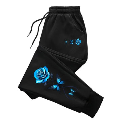 2025 New Arrival Women's Trousers Fashion Flower Print Sweatpants Home Outdoor Comdort Sporty Casual Versatile Jogging Pants - Elanique