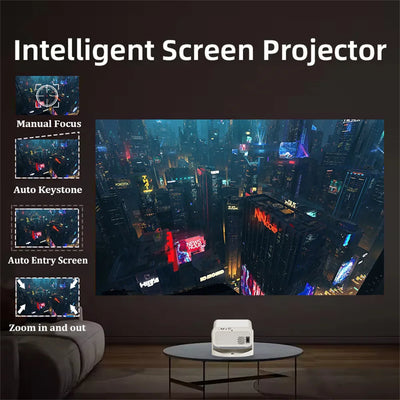 Portable Projector 900ANSI Android11 4K Native 1080P Wifi6 Auto Keystone Allwinner H713 Electronic Focus BT 5.2 360° Home Cinema