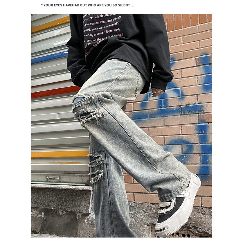 Men Clothing 2025 Y2K Fashion Stretch Slim Ripped Jeans Pants Vintage Skinny Biker Denim Trousers Ankle Zipper Ropa Hombre Jeans