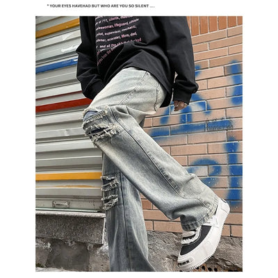 Men Clothing 2025 Y2K Fashion Stretch Slim Ripped Jeans Pants Vintage Skinny Biker Denim Trousers Ankle Zipper Ropa Hombre Jeans