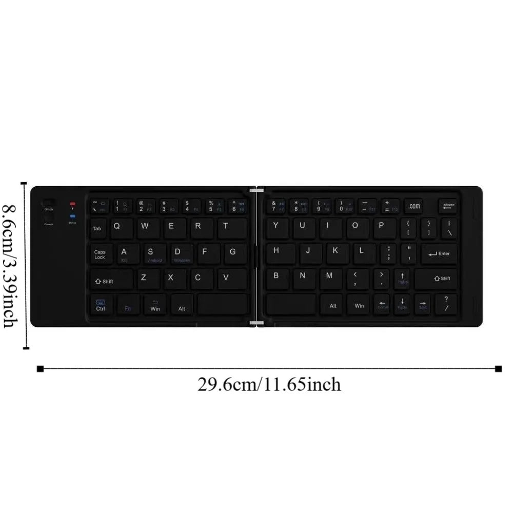 Mini Wireless Folding Keyboard Slim Design Lightweight Bluetooth Keyboard Portable Rechargeable Foldable Keyboard Notebook