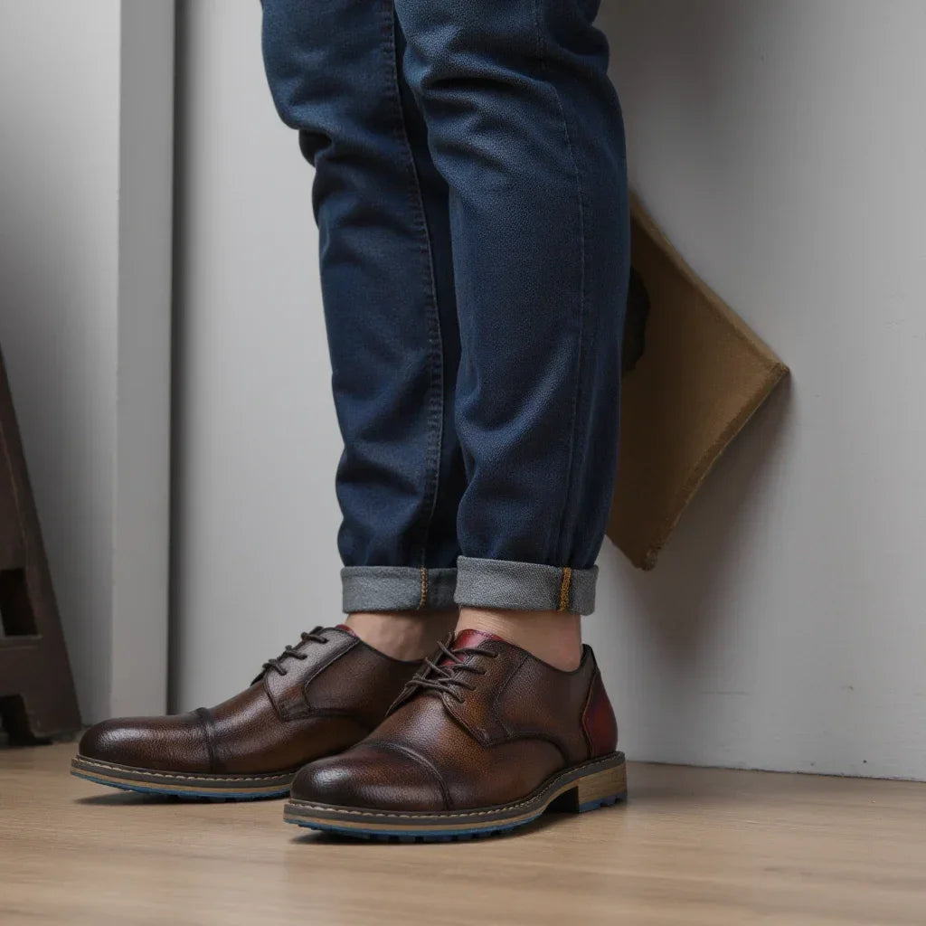 Retro Men's Derby Shoes 2024 New Men Casual shoes Fashion Men Leather Shoes