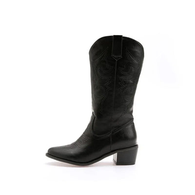 New Women Boots Winter High Top Western Outdoors Cowboy Boots Fashion Ankle Boots Embroidered Printed Casual High Top Shoes 906