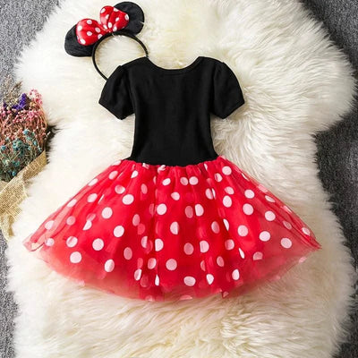 Cute Baby Girl Dress for 9M-4Yrs Children Summer Clothes Kids Minni Mouse Polka Dot Dress Girls Birthday Party Christmas Costume