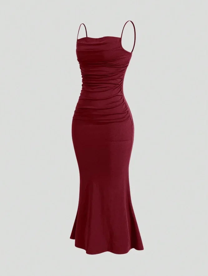 Women's Dress 2025 Spring Summer Elegant Party Fitting Slim Spaghetti Strap Mermaid Hem Maxi Fashion Lady Party Dresses Vestidos