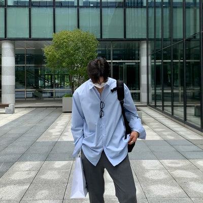 Oversized Casual Jacket Trendy Loose Shirt Men's Long-Sleeved Shirt Spring and Summer Brown TOP