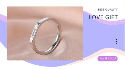 Engrave Name Finger Rings Personalized Custom Ring Gift For Woman Men Wedding Marry Silver Color Stainless Steel Jewelry