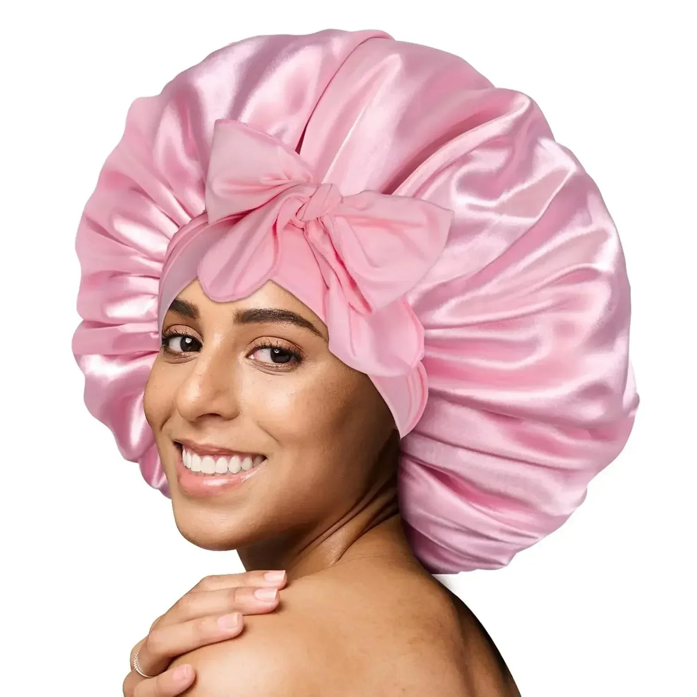 Silk Bonnet for sleeping Women Satin bonnet Hair Bonnet Night Sleep Cap Scarf wrap for Curly Hair with tie Band Black