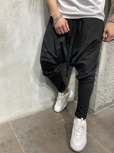 Men's Pants New Hip-hop Trend Trousers Loose Solid Color Small Feet Streetwear Sports Casual Harem Pants Full Length Trousers