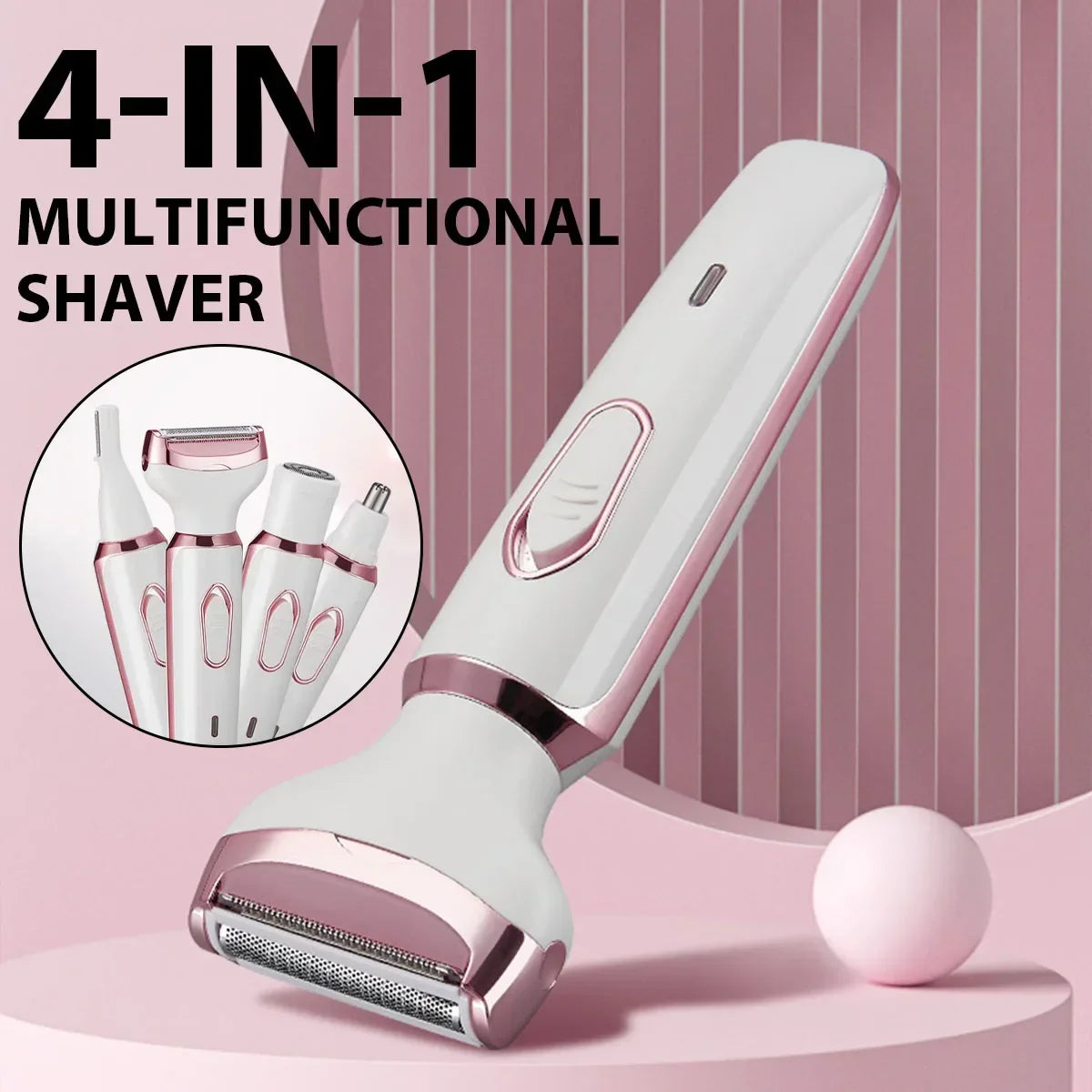 4in1 Electric Epilator Lady Shaver Body Arm Leg Hair Removal Device Painless Cordless Eyebrow Trimmer Women Razor USB Charging