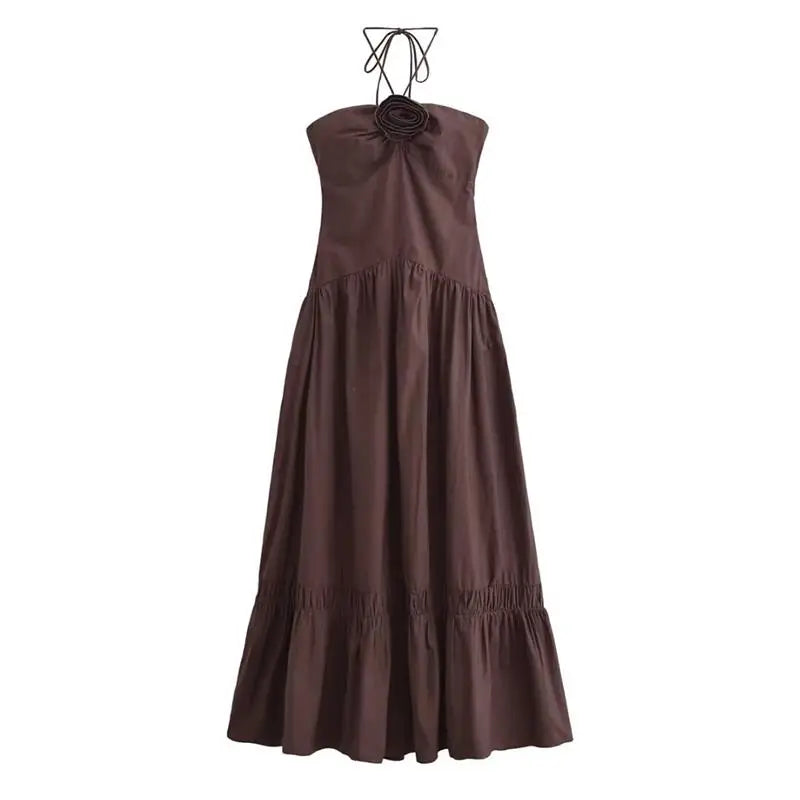 Dresses Summer Women's Chic Tube Top Hanging Neck Holiday Dress Women's Street Fashion Party Long DressFashionable temperament h