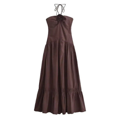 Dresses Summer Women's Chic Tube Top Hanging Neck Holiday Dress Women's Street Fashion Party Long DressFashionable temperament h