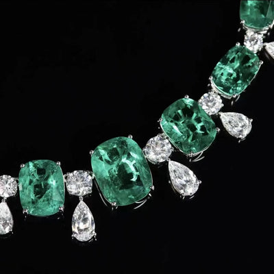 Emerald Necklaces for Women Green Zircon Stone Geometry Charm Necklace Party Jewellery Gift