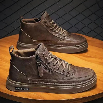 Handmade Leather Casual Shoes for Men Design Sneakers Man Comfortable High Top Boots Men's Loafers Platform Moccasins Driving