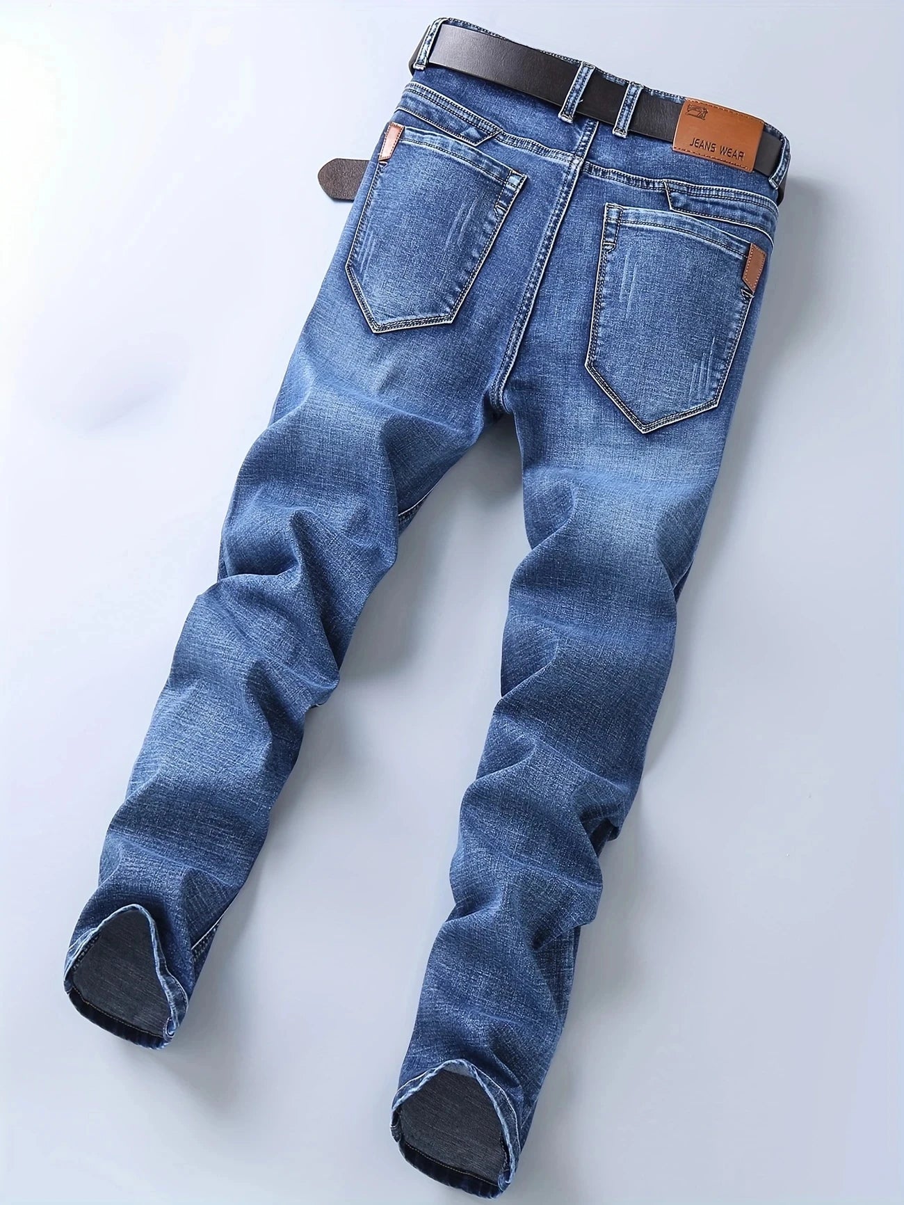 2025 New Business Men's Jeans Casual Straight Stretch Fashion Classic Blue  Work Denim Trousers Male Brand Clothing 29-40size