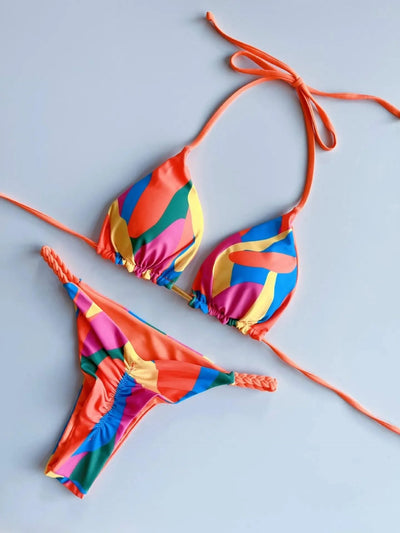 Swimwear Women Leopard Printed Sexy Bikini Set Striped Beachwear Summer Swimsuit Two-pieces Thong Bathing Suit Biquinis