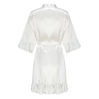 Satin Silk Robes Plus Size Wedding Bathrobe Bride Bridesmaid Mother Maid of Honor Gown Women Ruffle Bathrobe