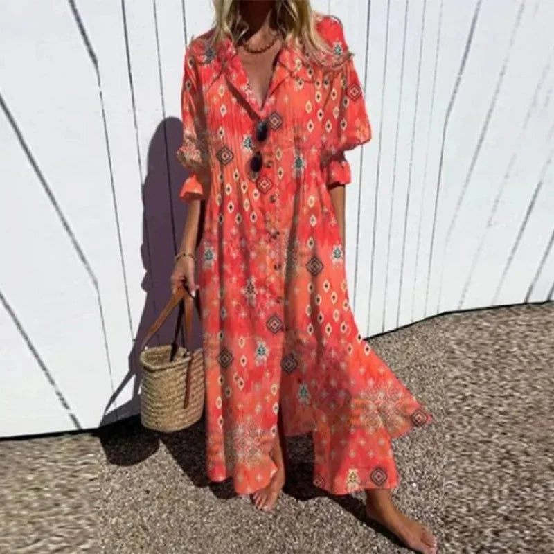 Women Dresses Summer 2025 Sexy O Neck Dot Print Boho Beach Dress Cascading Ruffle Half Sleeve Maxi Dress Wrap Sundress Robe