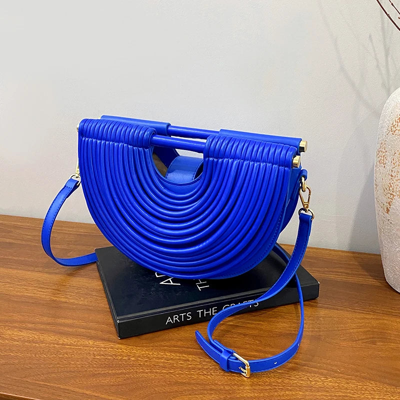 Handbags for Women 2025 New Gold Luxury Designer Brand Handwoven Noodle Bags Rope Knotted Pulled Half Moon Silver Evening Clutch