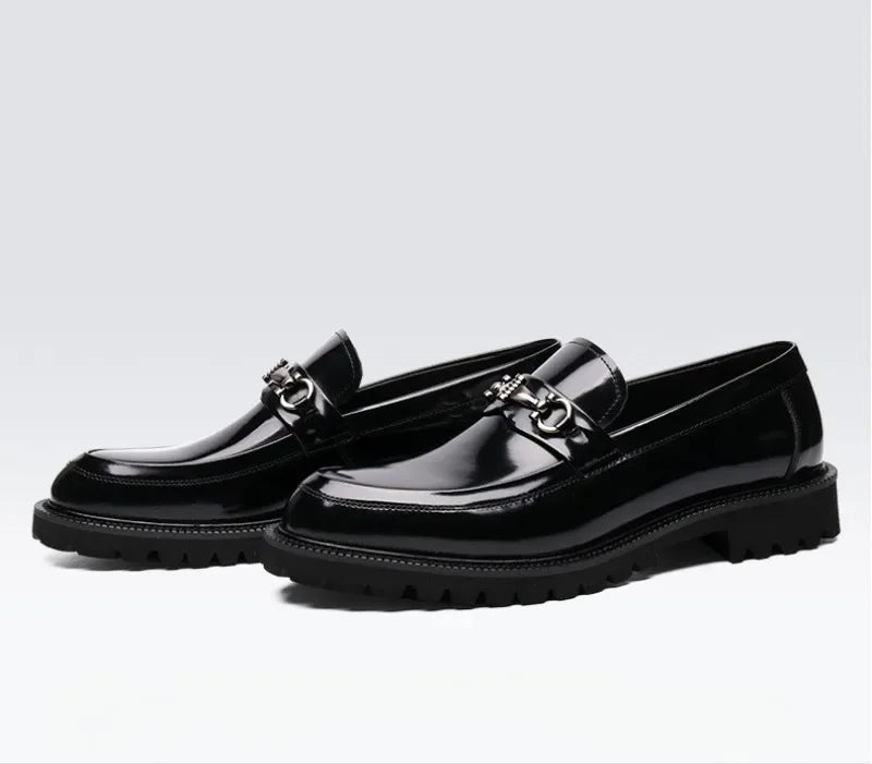 Men's Dress Leather Shoes Horse Street Buckle High Quality Men's Oxford Shoes Wedding Party Office Formal Shoe Large Size 38-48
