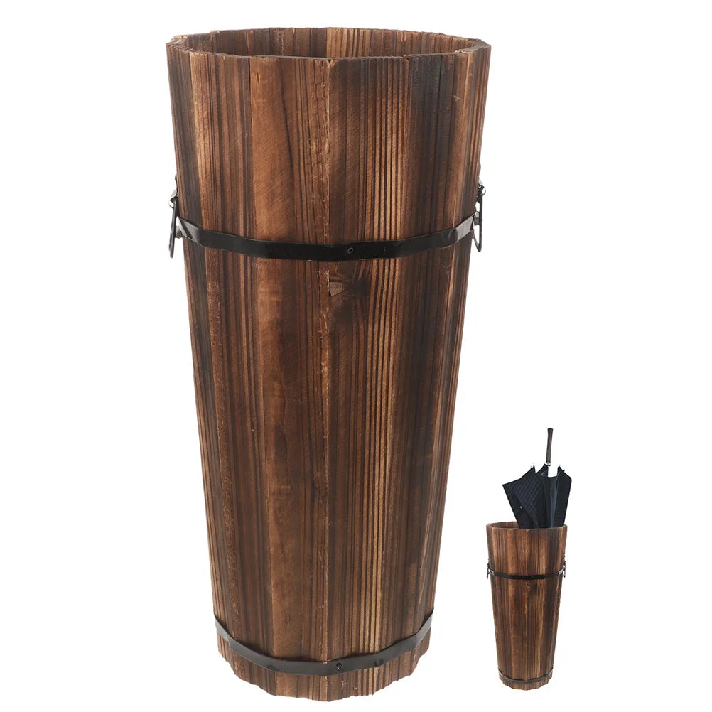 Wooden Umbrella Stand Home Holder Nordic Storage Rack Entryway Bin Industrial Hallway Organizer Hotel Hollow Design Car