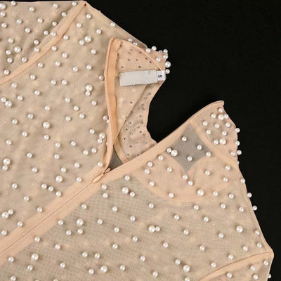 Elegant Jumpsuits & Rompers for Women O Nec Short Sleeve Beaded High Waisted Luxury Female Birthday Dinner Party Overalls Outfit