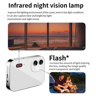 4K CCD Digital Camera 64MP Digital Video Camera 3 Lens 3In Touch Flash IR Night Vision Movie/Music Play Audio Recording Battery