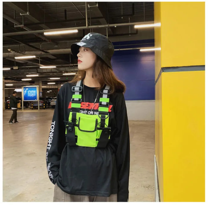 Multi-pocket Vest Bag for Men, Reflective Chest Bags, outdoor sport backpack сумка мужская bolso hombre bag for men mochilas 가방