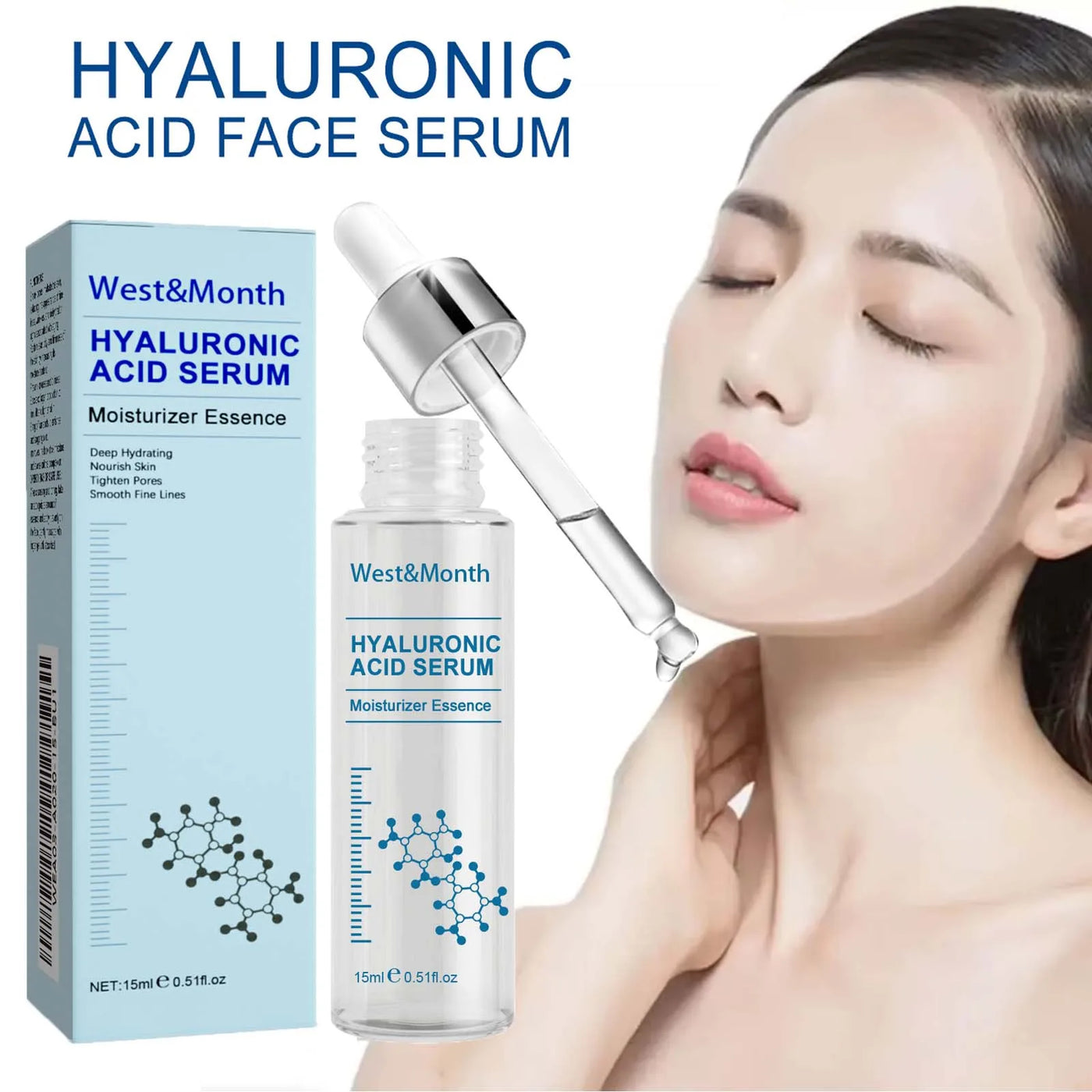 Hyaluronic Acid Facial Serum Fade Fine Line Wrinkle Shrink Pores Tightening Nourishing Deep Moisturizing Facial Skin Essence