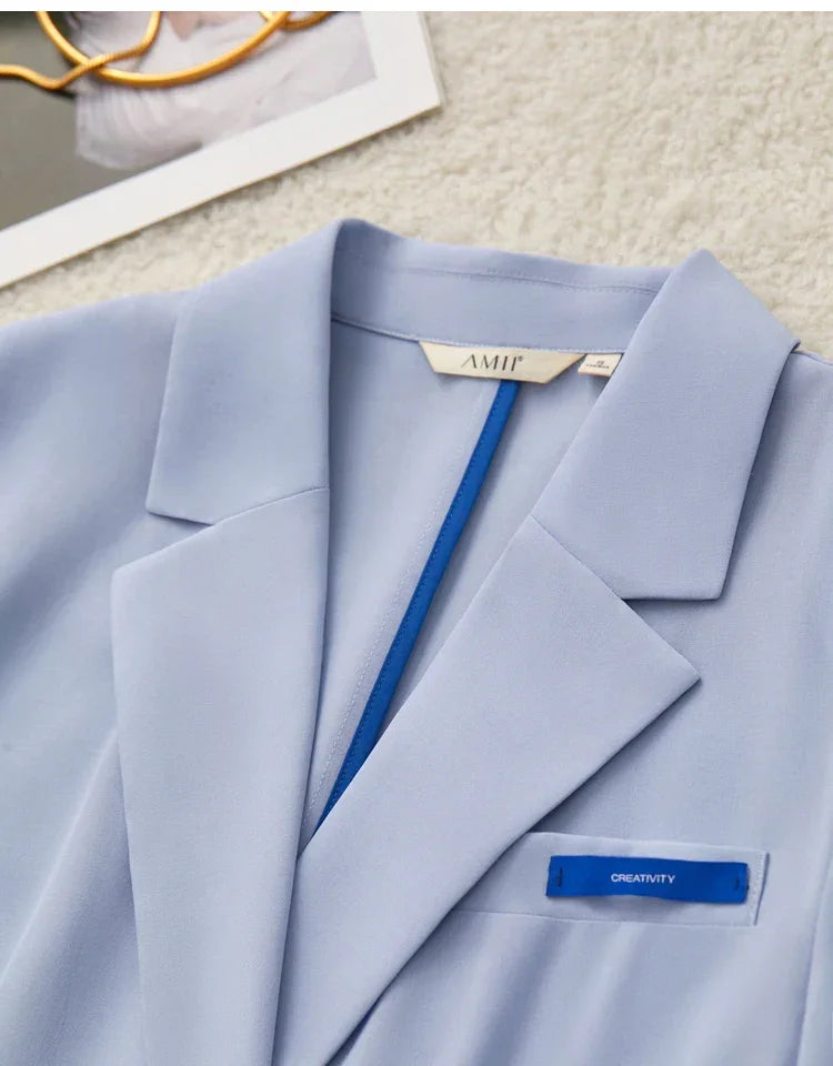 AMII Minimalism Women's blazer Fashion 2024 Summer Blazers Office Lady Two-piece Set Chic Female shorts Separately Sale 72311003
