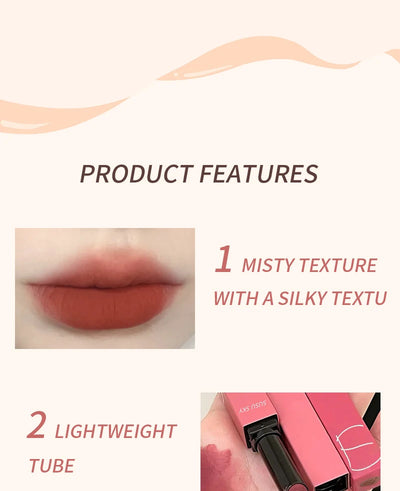 TX010Thin Tube Matte Lipstick, Waterproof and Sweatproof, Does Not Fade Or Remove Makeup, Can Be Used on Both Lips and Cheeks