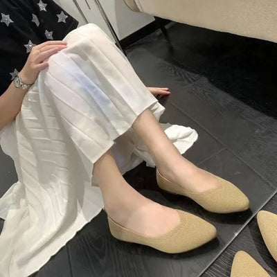 Women's Ballet Casual Shoes Slip-on Flats Knitting Ballerina Pointe Shoes