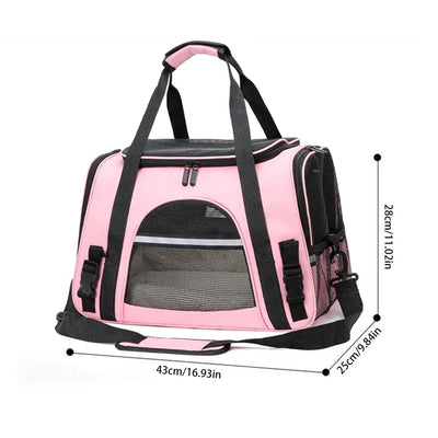 Soft Pet Carriers Portable Breathable Foldable Bag Cat Dog Carrier Bags Outgoing Travel Pets Handbag with Locking Safety Zippers