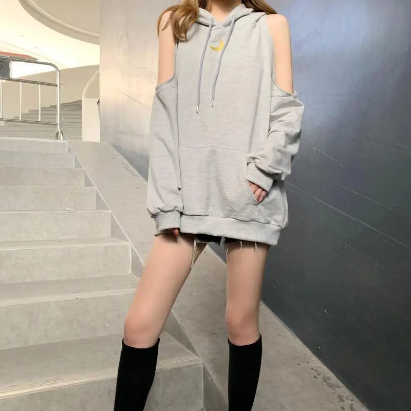 Sweatshirts for Women Hoodies Plain Long Female Clothes Black Hooded Tops Cotton Sweat-shirt Basic Designer Sleeve Goth Novelty