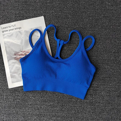 Women Breathable Sports Bra Shockproof Fitness Tops Gym Crop Top Brassiere Push Up Sport Bras Gym Workout Top Seamless Yoga Bra