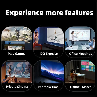 Mini Portable Projector Home Cinema 1080p HD 4k Android 11 Projector with WiFi 6 and Bluetooth Smart Pocket Outdoor